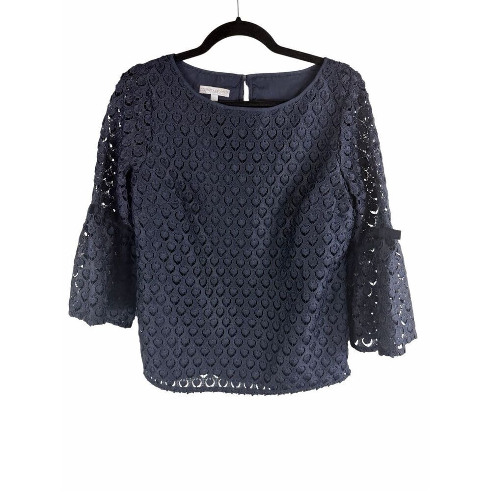 RSVP by Talbots Navy Eyelet Blouse- Size SP